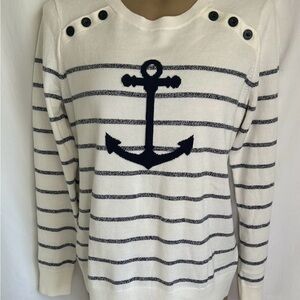 NWOT Nautical Striped Women’s Sweater - Navy and off white/cream.